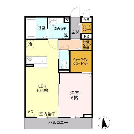 D-ROOM幸町(1LDK/3階)の間取り写真