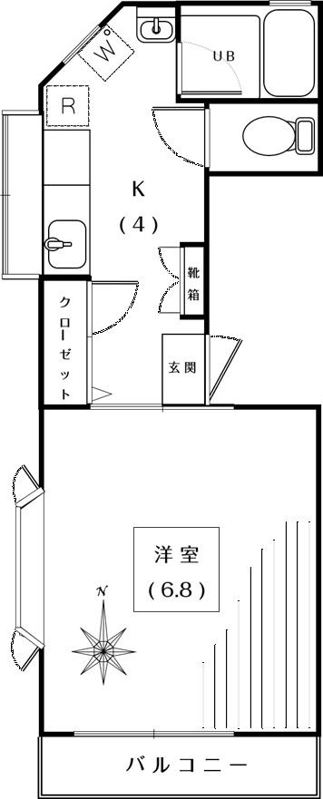 パインコート(1K/1階)の間取り写真