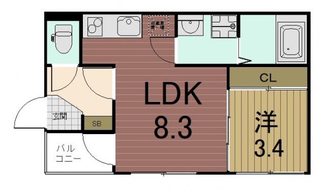 ハーモニーテラス大宅早稲ノ内町(1LDK/1階)の間取り写真