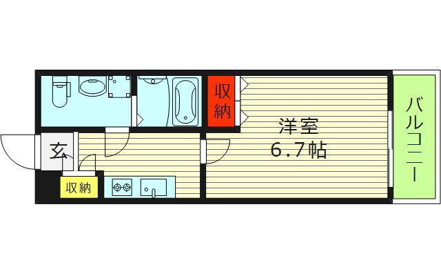 カーサクレスト清水I(1K/2階)の間取り写真