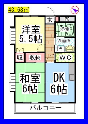 PANSY F8(2DK/3階)の間取り写真