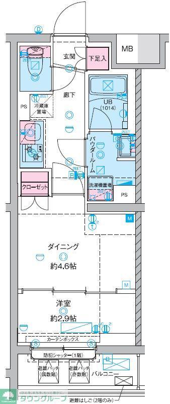 GENOVIA竹ノ塚(1DK/4階)の間取り写真