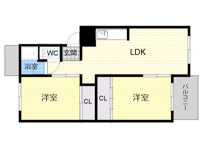大宮第三コーポA棟(2LDK/4階)の間取り写真
