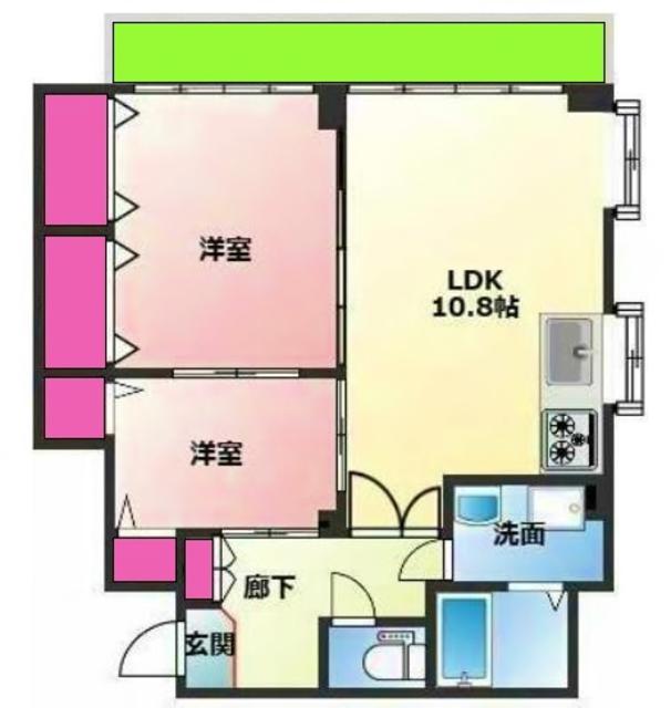 高井ビル(2LDK/2階)の間取り写真