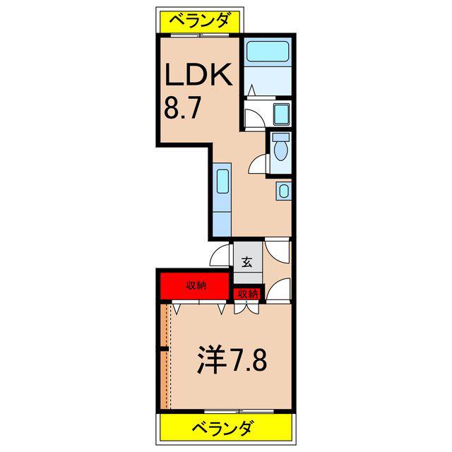 レジデンスタカハ(1LDK/3階)の間取り写真