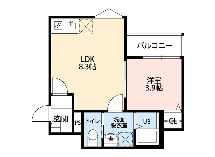 CRECIA二宮II(1LDK/1階)の間取り写真