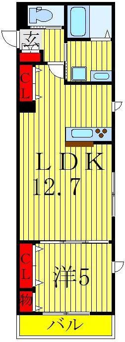 ノーマジーン(1LDK/2階)の間取り写真
