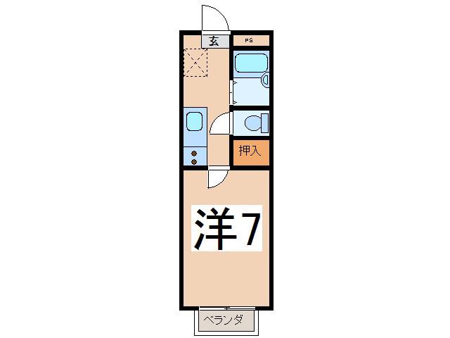 コーポドルチェI(1K/1階)の間取り写真