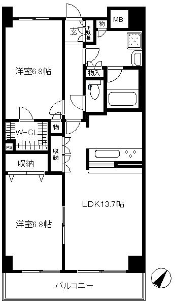 MS HOUSE(2LDK/5階)の間取り写真