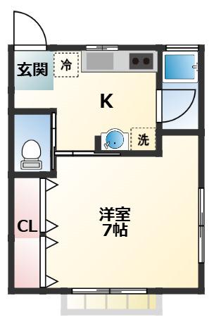 トラスティー立花(1K/2階)の間取り写真
