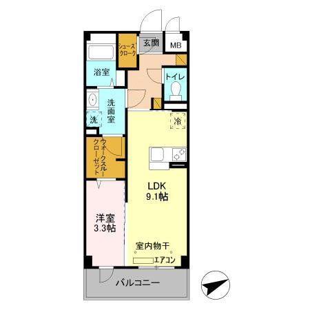 サンクレージュII(1LDK/3階)の間取り写真