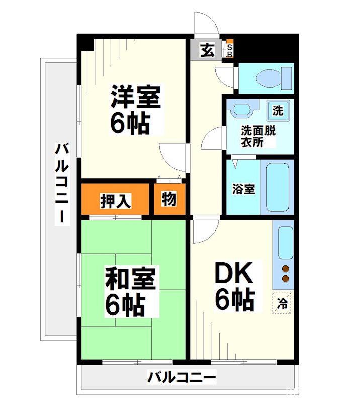 菊野台KYハイツ(2DK/2階)の間取り写真