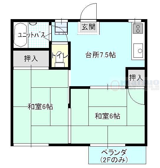 ラピタ横尾(2DK/1階)の間取り写真