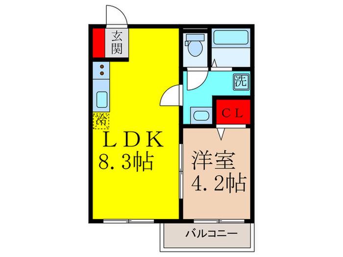 DIAS東石切(1LDK/2階)の間取り写真