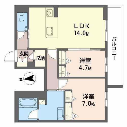 セルディーナ岡崎駅北(2LDK/3階)の間取り写真