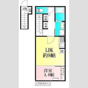 BAU黒松イースト(1LDK/2階)の間取り写真
