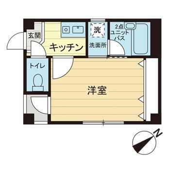 パークハイツ(1K/1階)の間取り写真