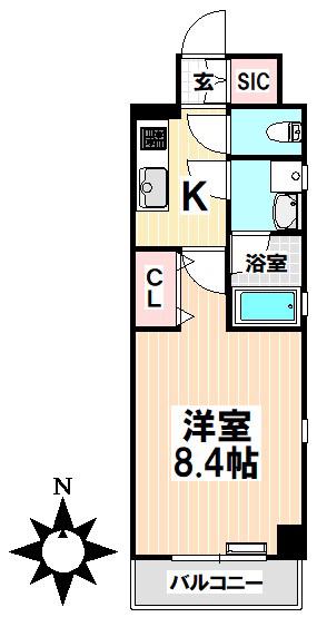 ウエストIN柴田(1K/5階)の間取り写真