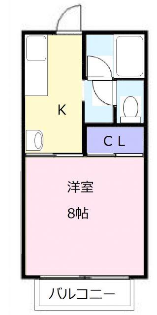 栗真ハイマートエクセル A棟(1K/2階)の間取り写真