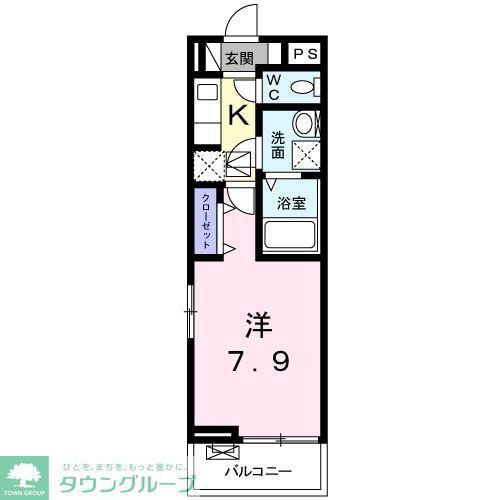 グリシーヌ・ユーヤ三ツ沢B(1K/1階)の間取り写真