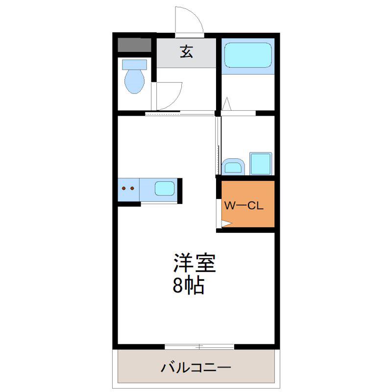 ジュネス徳次P(1K/2階)の間取り写真