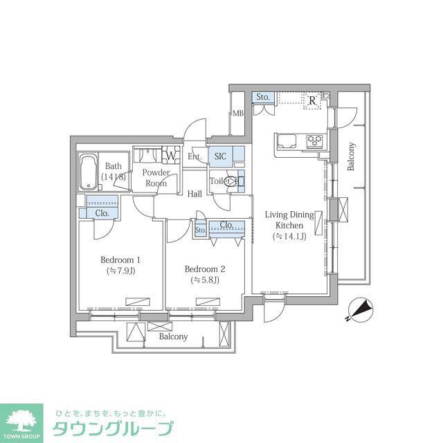 ROVINE目黒東山(2LDK/4階)の間取り写真