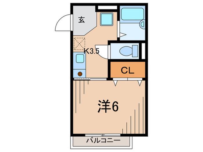 ピース水波(1K/2階)の間取り写真
