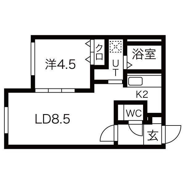 クラヴィス本郷通8(1LDK/2階)の間取り写真