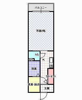 エスポワール西川(1K/1階)の間取り写真