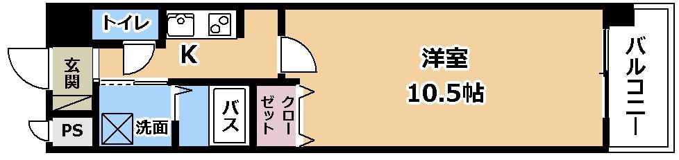 RAINBOW CITY MINAMIKUSATSU(1K/1階)の間取り写真
