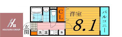 ピュアライズ諏訪(1K/4階)の間取り写真