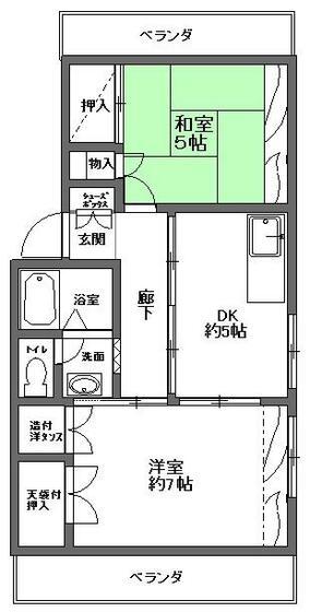 サンハイツ(2DK/3階)の間取り写真