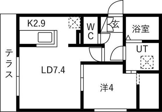 南郷通14丁目北 MS(1LDK/1階)の間取り写真