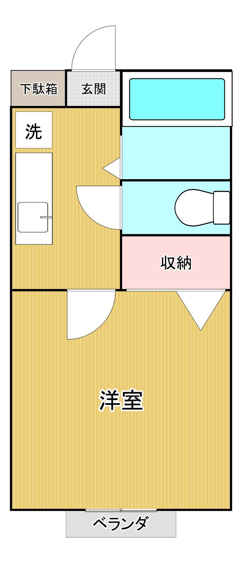 スカイヒルズA(1K/1階)の間取り写真