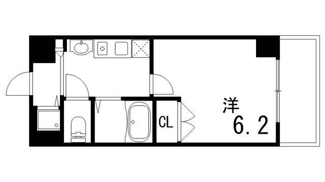 グランデ・アステール芦屋(1K/4階)の間取り写真