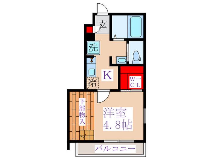 ロイヤルひばりヶ丘(1K/1階)の間取り写真