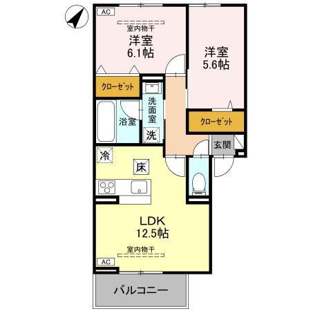 セジュールグリーンひなた(2LDK/1階)の間取り写真