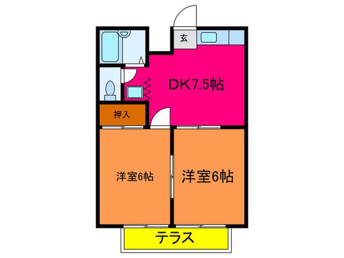 メゾン アルモニー(2DK/1階)の間取り写真