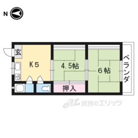コーポ田山(2DK/1階)の間取り写真
