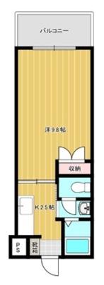 ヒルトップ古島(1K/4階)の間取り写真
