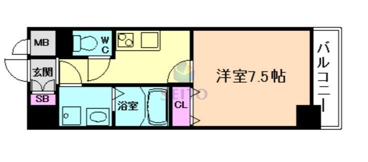 エスリード江坂垂水町(1K/6階)の間取り写真