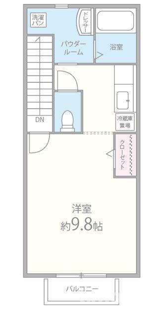 コージーコート(1K/2階)の間取り写真