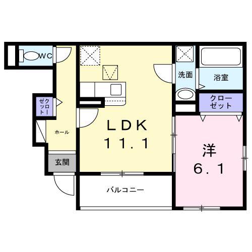 沢良宜東町アパート(1LDK/1階)の間取り写真