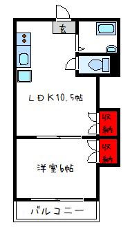 山本北コーポラス1号(1LDK/4階)の間取り写真