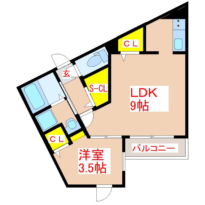GOLDEN CAPITAL(1LDK/3階)の間取り写真