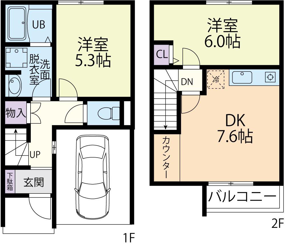 GENTRY III番館(2DK/1階)の間取り写真