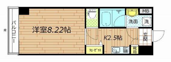 プレイスK(1K/3階)の間取り写真