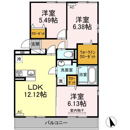 オアシス加納 III(3LDK/2階)の間取り写真