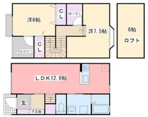 ホワイトメゾン室見(2LDK/1階)の間取り写真