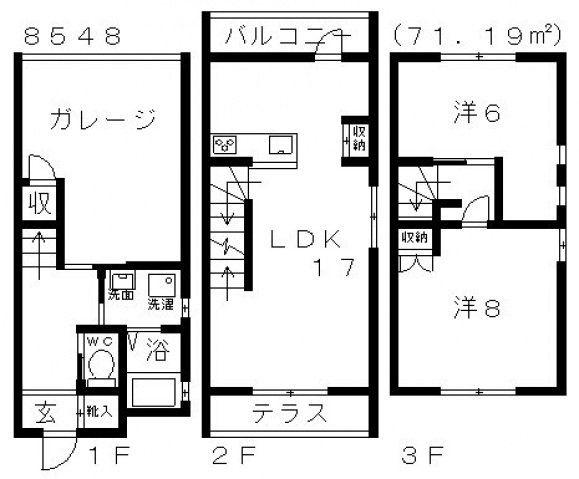 ヴィラージュ・レセナ 北棟(2LDK/1階)の間取り写真